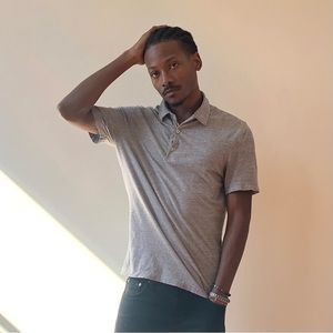 H&m light grey mens short sleeve polo shirt 👕